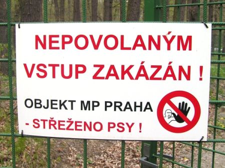 Výstražná tabulka na oplocení objektu střeženého psy